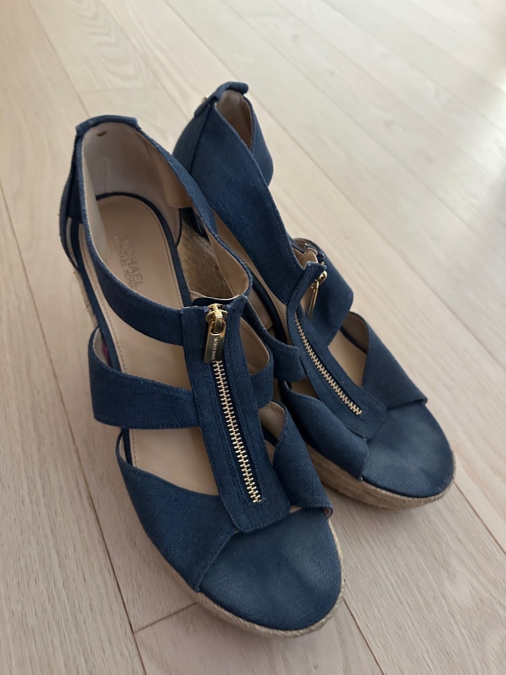 MICHAEL Michael Kors Navy Zip Wedge Sandals
